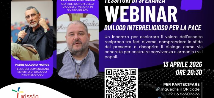 “Dialogo interreligioso per la pace”: il terzo webinar del percorso 2025/2026 di Missio Adulti e Famiglie